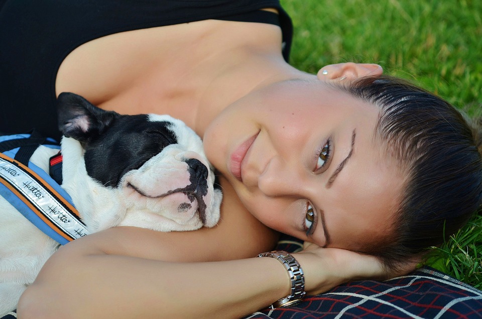 woman and dog