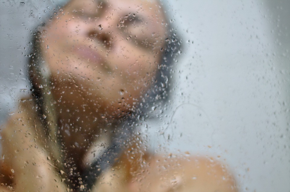 woman taking shower